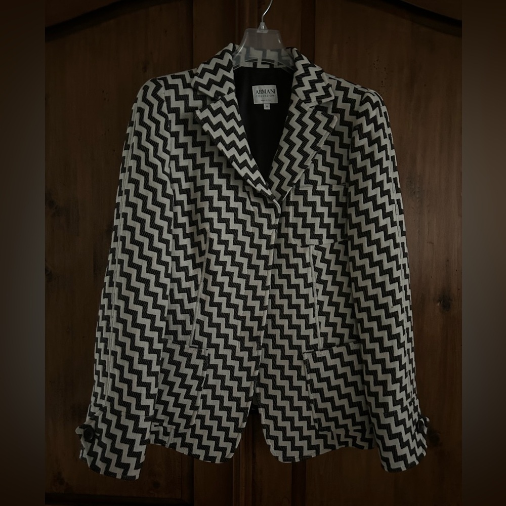 Armani Patterned Wool Knit Blazer Brown/Tan